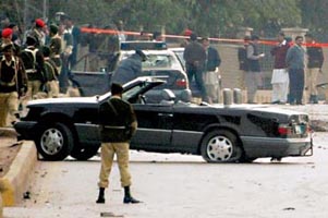 President Musharraf’s car damaged in one of the  assassination attempts.